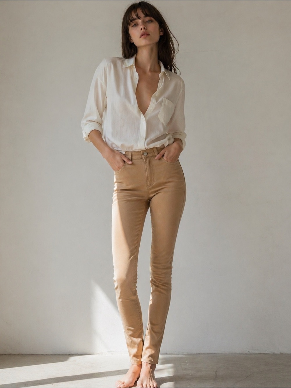 ACNE STUDIOS Skin 5 Pocket Skinny Jeans Tan Camel | NWT | W24 L32